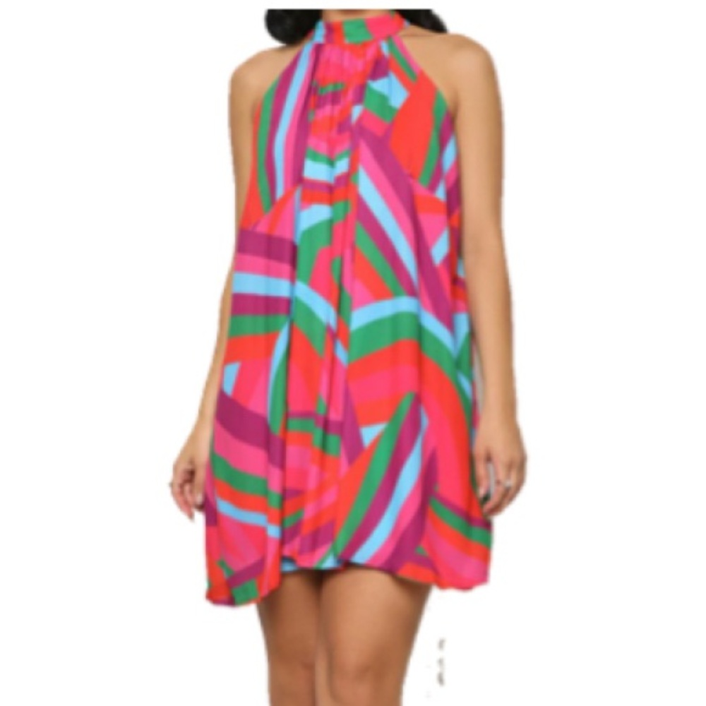 Colorful Halter Mini Dress